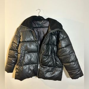 Sanctuary faux leather puffer with Sherpa collar